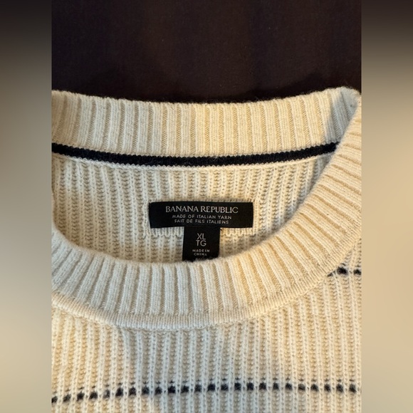 Banana Republic Speciality Italian Yarn Cream w/ Navy Stripe Oversized Sweater - Picture 2 of 3